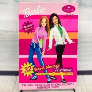 Vintage 90s NOS Barbie Valentine Cards Hallmark 32 Secret Message Stickers 1999